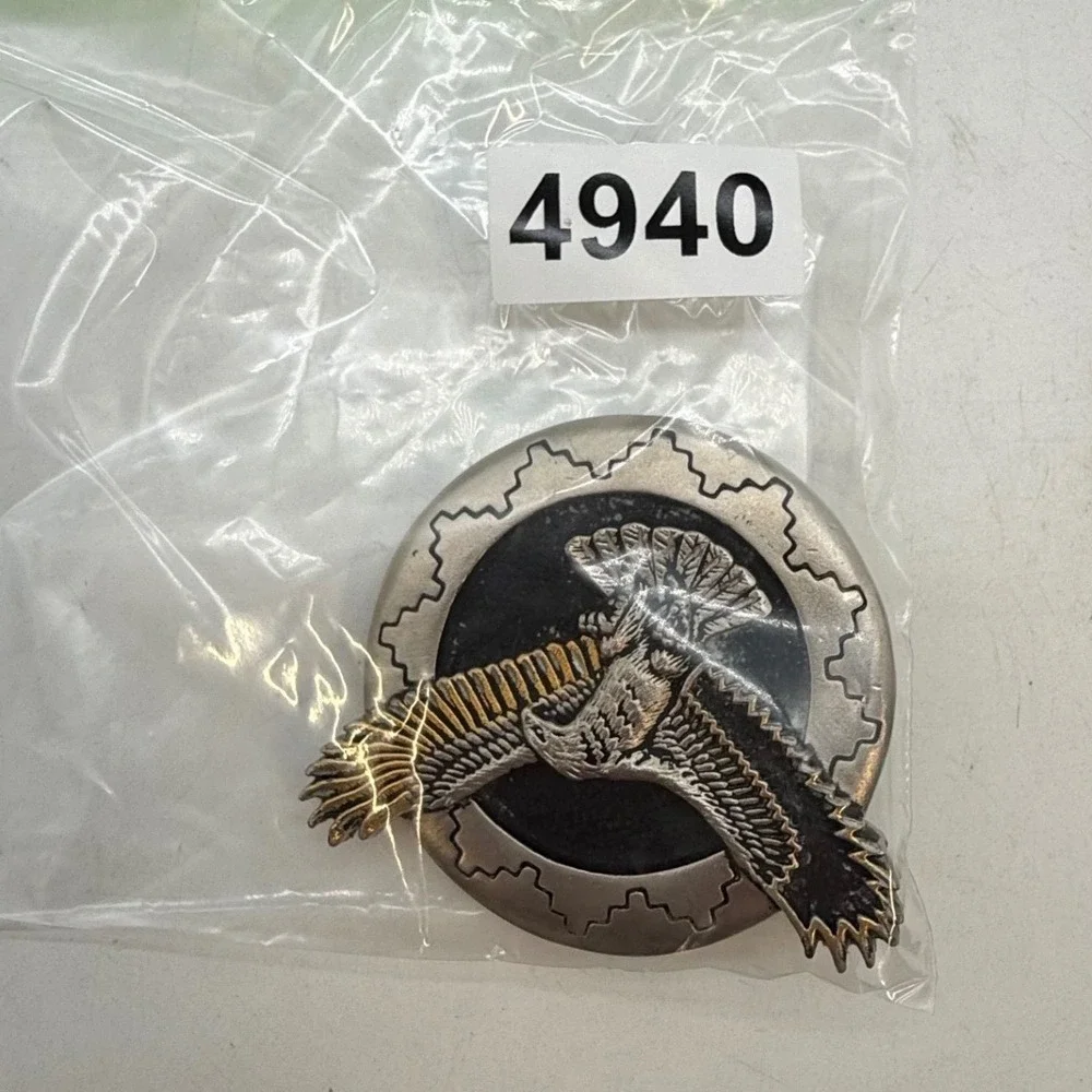 Vintage 1983 G&S Co Eagle Belt Buckle Pewter Gold Tone Biker Western USA Made